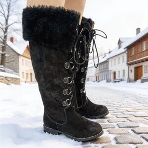 SOFFT WOMENS HIGH CALF SUEDE LACE UP BOOT BLACK SIZE 7M